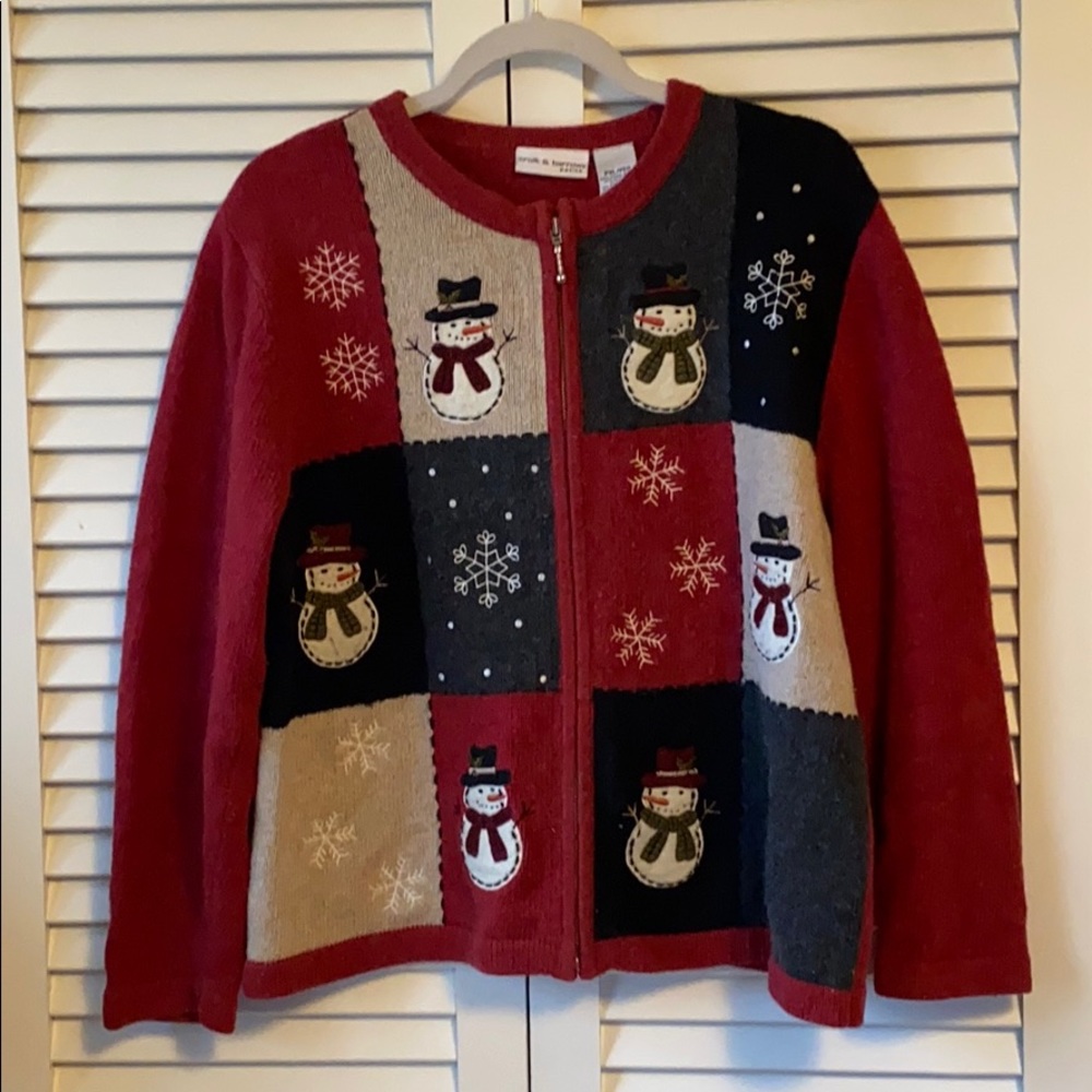 Croft & Barrow Snowman Full-Zip Cardigan Sweater